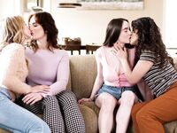 Four Horny Lesbian Babes Have Fun In The Living Room photos (Aiden Ashley, Victoria Voxxx, Siri Dahl, Hazel Moore)