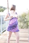 A Pregnant Shot Of FTV Violet In A Purple Dress Shows Her Dark Brown Nipples And Big Belly.