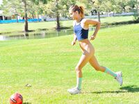 Sporty Babe Uma Jolie Shows Her Handsome Body Outdoor In The Soccer Field