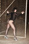 Sheer Joop Thong Bodysuit over Pantyhose