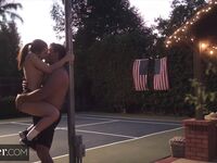 Abella Danger Pleases Horny Latino Dude On Court