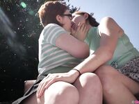 Short-haired Lesbian With Glasses Pleasuring GF With Her Tongue photos (Panda, Abby B)