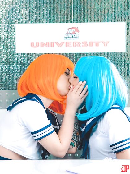 Two Adorable Cosplay Babes Make Love After School photos (Scarlett Sage, Jayde Symz)