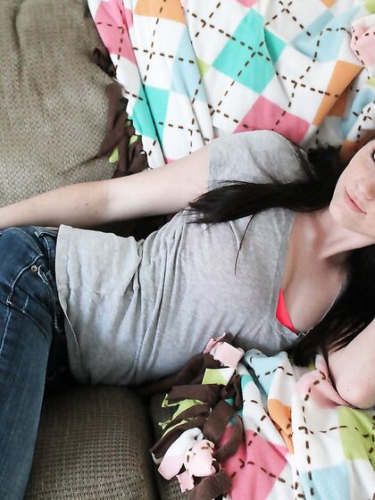 Superb Brunette Babe Freckles Removes Her Tight Jeans And Teases With Her Epic Tits