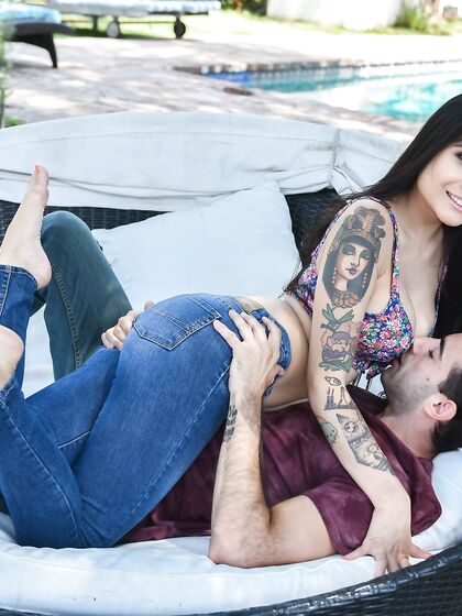 Gorgeous Asian Girl With Fake Boobs Pleases Lucky Dude Outdoors photos (Brenna Sparks)