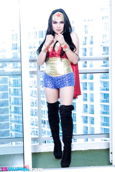 Wonder Woman TS Filipina Shemale Gone Wild