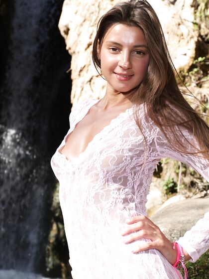 Melena Maria Rya at the Waterfall
