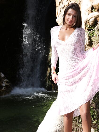Melena Maria Rya at the Waterfall