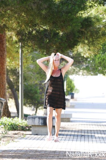 Outdoor public flashing walking in quiet park