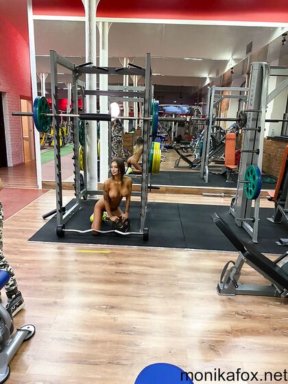Monika Fox Posing With A Barbell On Photo Session