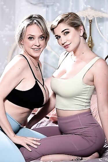 Blonde Lesbians Skye Blue And Dee Williams Having Fun In Bed