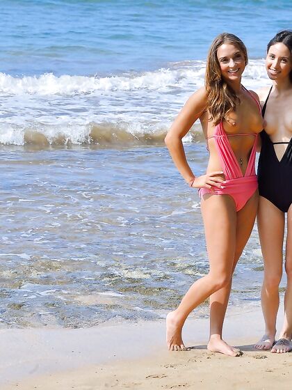 Seducing Lesbians Aubrey FTV And Mary Are Willing To Lose Off Their Bikinis At The Sea photos (Marry Lynn, Aubrey Sweet)