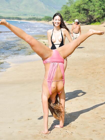 Seducing Lesbians Aubrey FTV And Mary Are Willing To Lose Off Their Bikinis At The Sea photos (Marry Lynn, Aubrey Sweet)