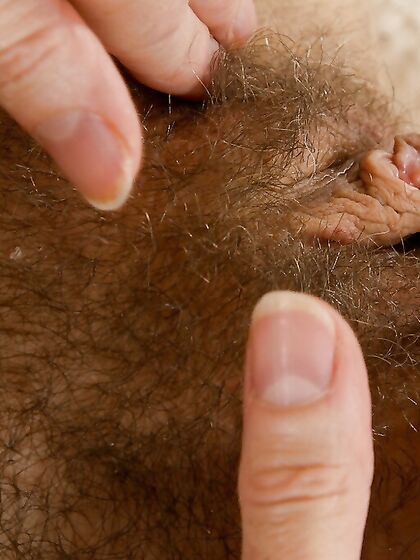 Hairy Mature Woman Hazel May With Slim Figure Displays Her Bare Ass And Furry Pussy