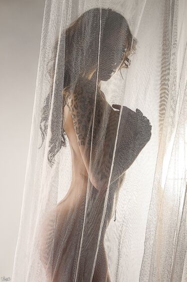 Arousing Lily Xo Loves Teasing With Her Naked Hot Body Behind The Curtain