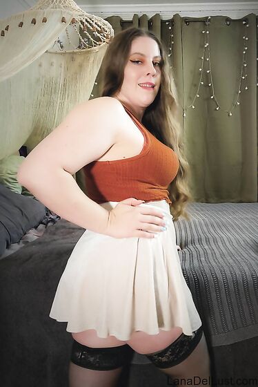 White Skirt Orange Crop-Top Tease - Zip