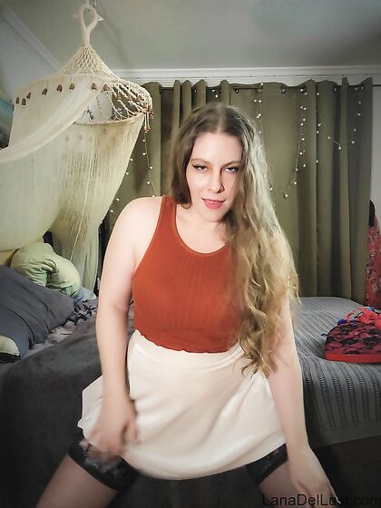White Skirt Orange Crop-Top Tease - Free