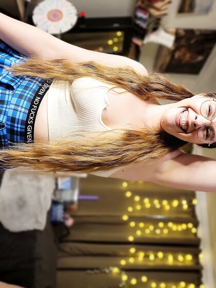 Blue Skirt Glasses Cam Show -Zip