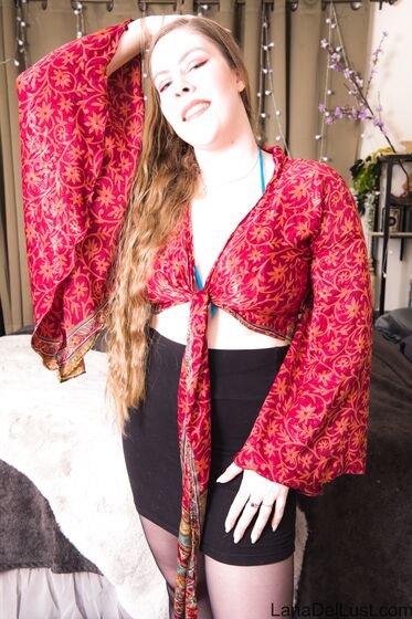 Black Skirt Red Silk Top - Free