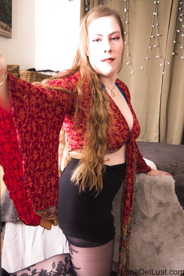 Black Skirt Red Silk Top - Free