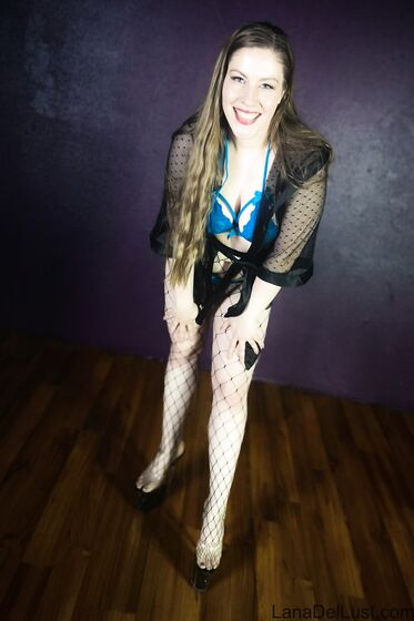 Blue Lingerie Fishnet And Black Robe - Free