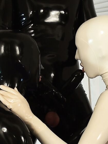 A blowjob from to Rubberdolls