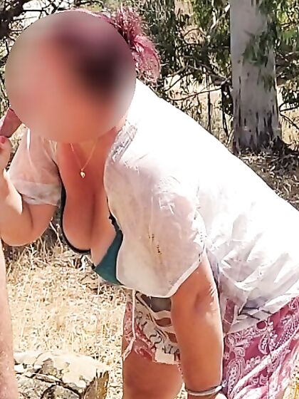 After a hot walk among the ruins in Portugal,Â Nikki Holland got horny and gave er a blowjob.Â 