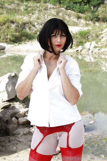Red Ars Vivendi Nylons over Pantyhose
