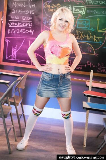 Young Blondie In High-knee Socks Gets Fucked In The Classroom photos (Ava Sinclaire, Alex Mack)