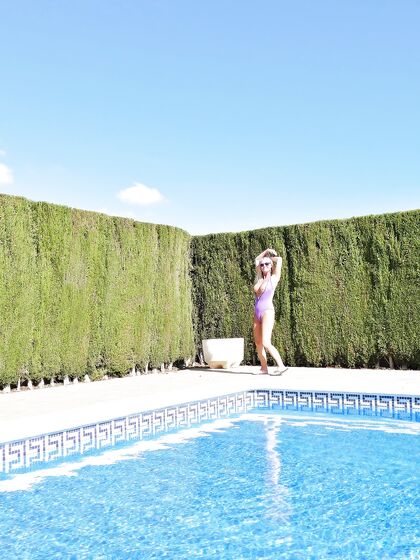 flashing and masturbating poolside in my fancentro swimwear