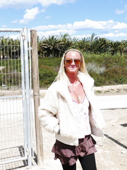 Outdoors public flashing and panty stuffing