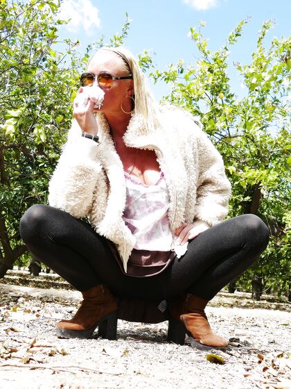 Outdoors public flashing and panty stuffing