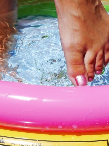 Outdoor masturbation in padding pool