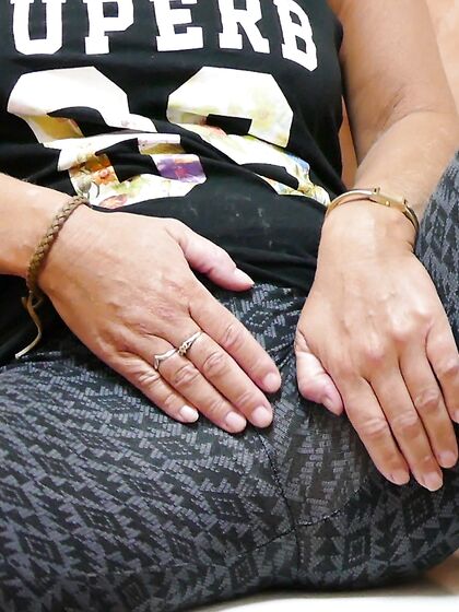 Fingering in yoga pants and converse