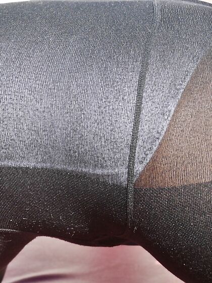 Outdoor exercise in nylons and panties