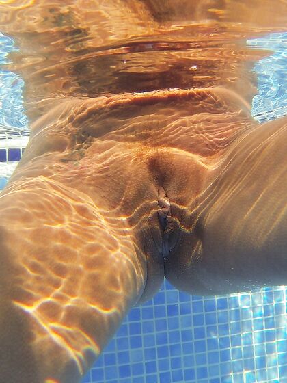 Underwater public nudity and finger fucking