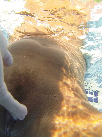 Underwater public nudity and finger fucking