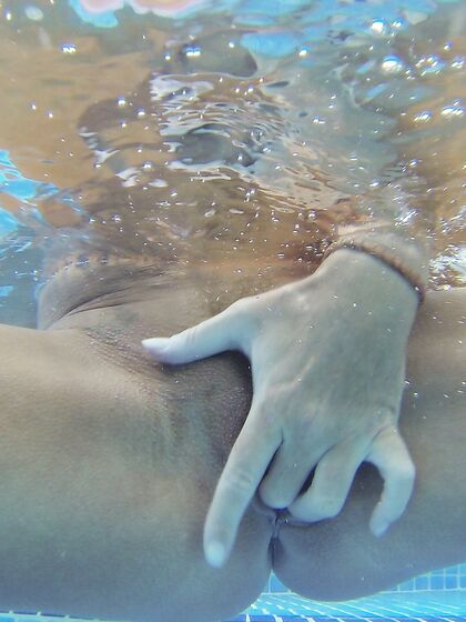 Underwater public nudity and finger fucking