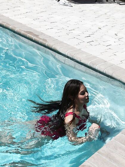 Ryder Skye Removes Her Red Swimsuit To Show Her Tattoos And Get Penetrated