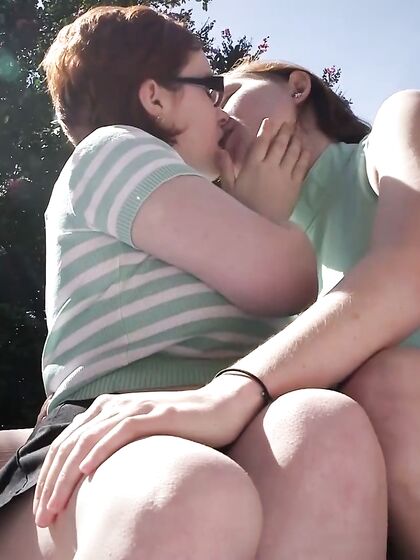 Short-haired Lesbian With Glasses Pleasuring GF With Her Tongue photos (Panda, Abby B)
