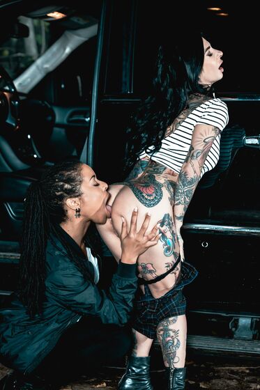Kira Noir And Joanna Angel Licking Passionately Outdoors