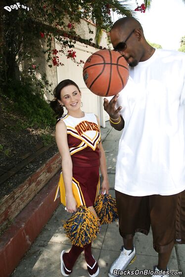 Pretty Cheerleader Mae Lynn Strips And Plunges Into Dirty Fuck With Black Dude