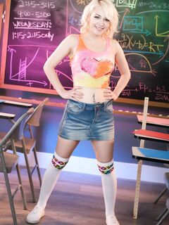 Young Blondie In High-knee Socks Gets Fucked In The Classroom photos (Ava Sinclaire, Alex Mack)