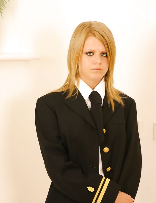 Fair Chick Sammy Jo Strips Off Her Navy Uniform And Admirably Poses In Lingerie