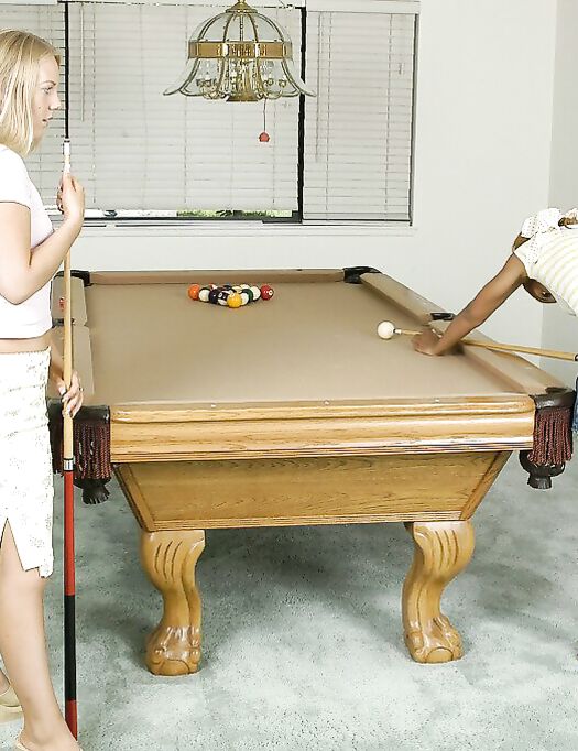 Cali Hunter Enjoys Interracial Lesbian Sex With Her Friend In The Pool Room