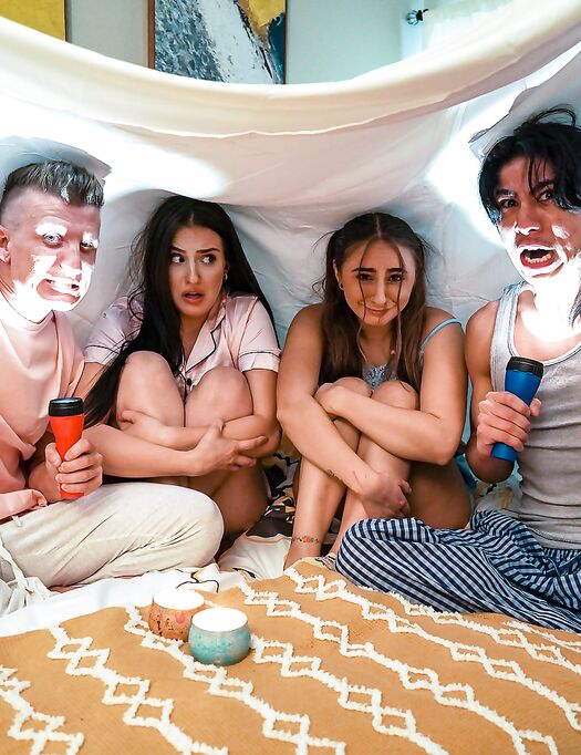 Hot Sleepover Foursome XXX Scene With Aubree Valentine And Penelope Kay