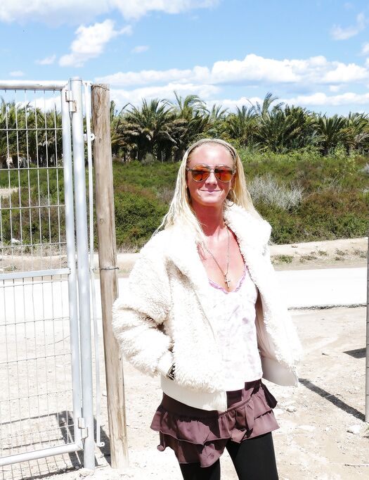 Outdoors public flashing and panty stuffing