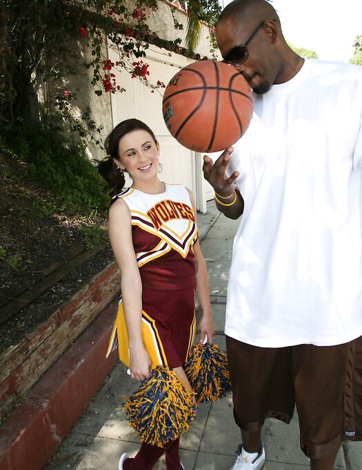 Pretty Cheerleader Mae Lynn Strips And Plunges Into Dirty Fuck With Black Dude